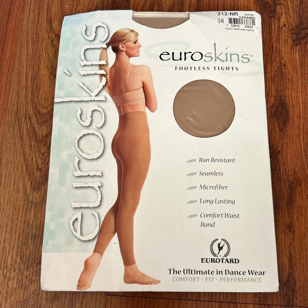NEW Eurotard Euroskins footless tight beige caramel size S/M adult dance wear da